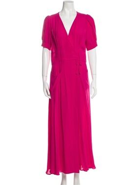 Balenciaga Hot Pink Wrap-Style Maxi Dress